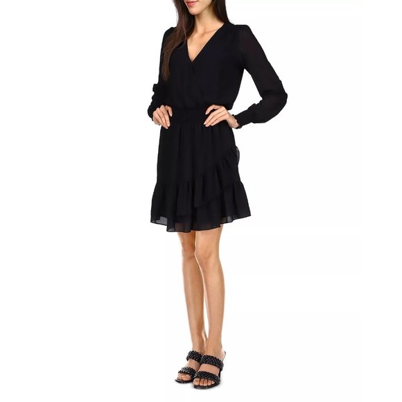MICHAEL Michael Kors Smocked Ruffled Dress in Black - Size Small - Picture 5 of 5